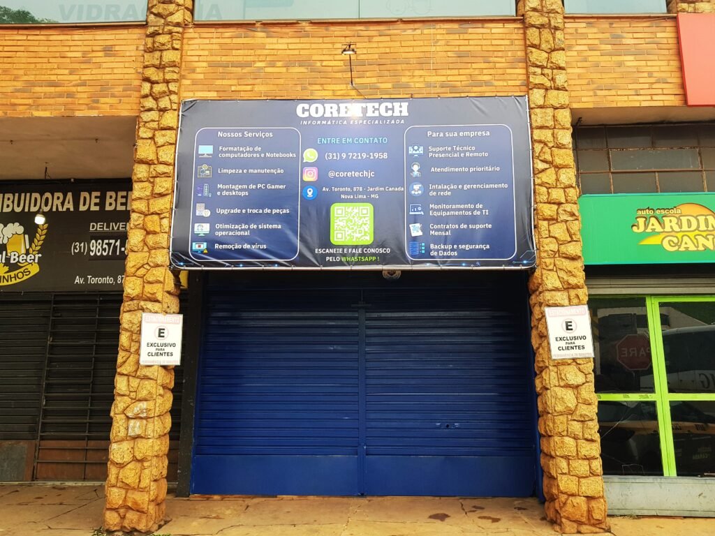 Fachada da Coretech Informática na Av. Toronto, 878, no Jardim Canadá